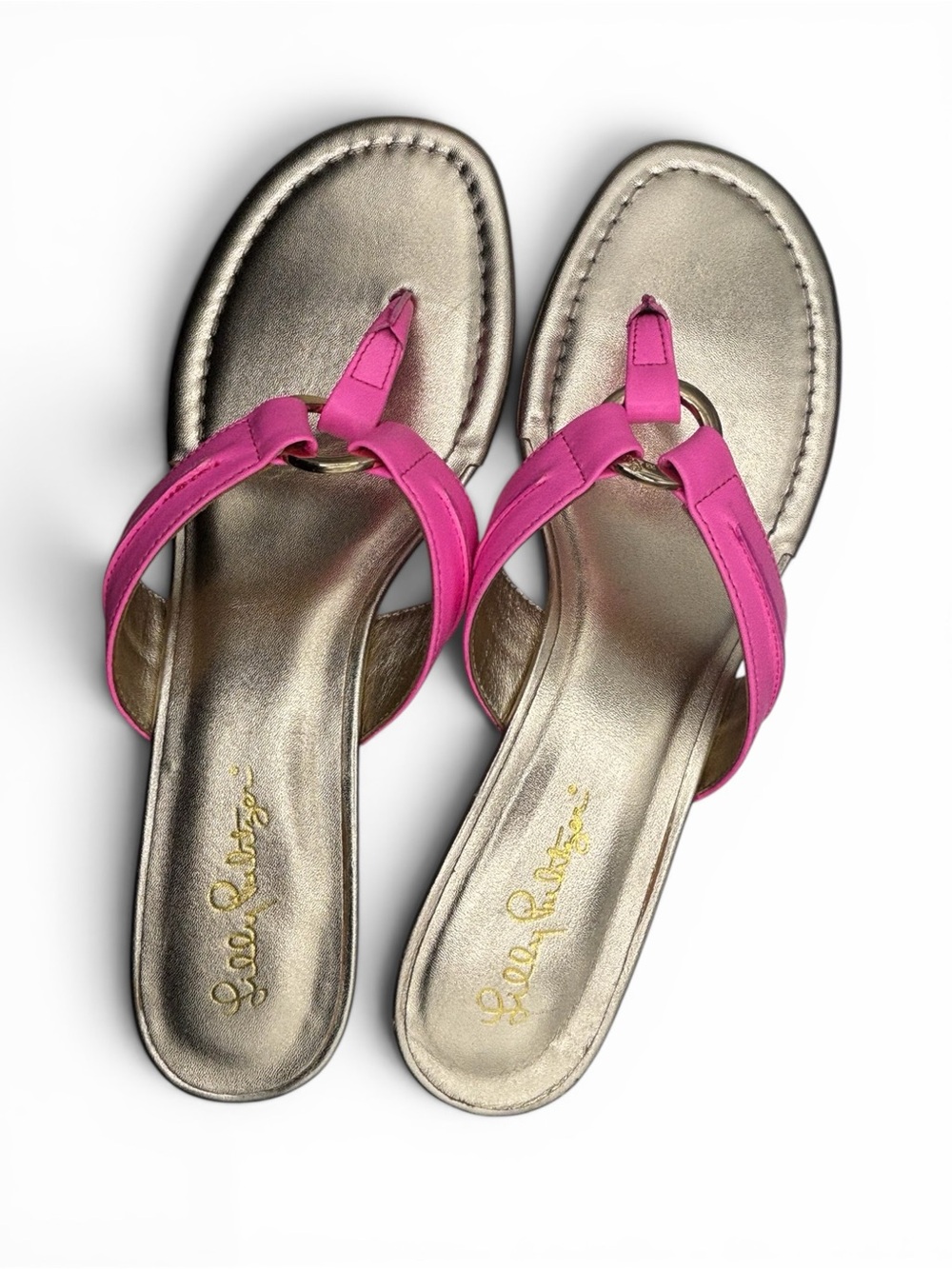 Lilly Pulitzer Pink and Gold Thong Sandals
